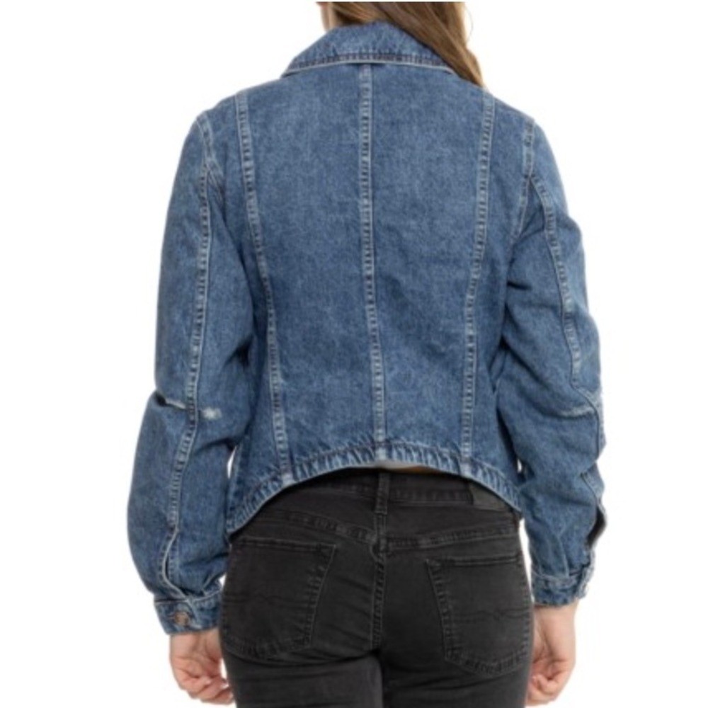 NWT Free People We The‎ Free Jade Denim Jacket Womens XS Distressed Trucker - Picture 2 of 5
